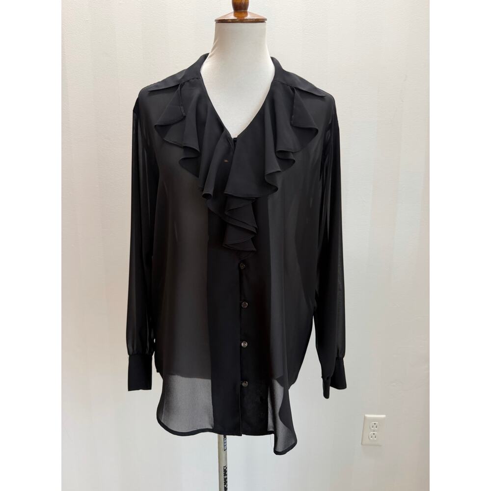 GAP Sheer Ruffle Front Blouse Sz S